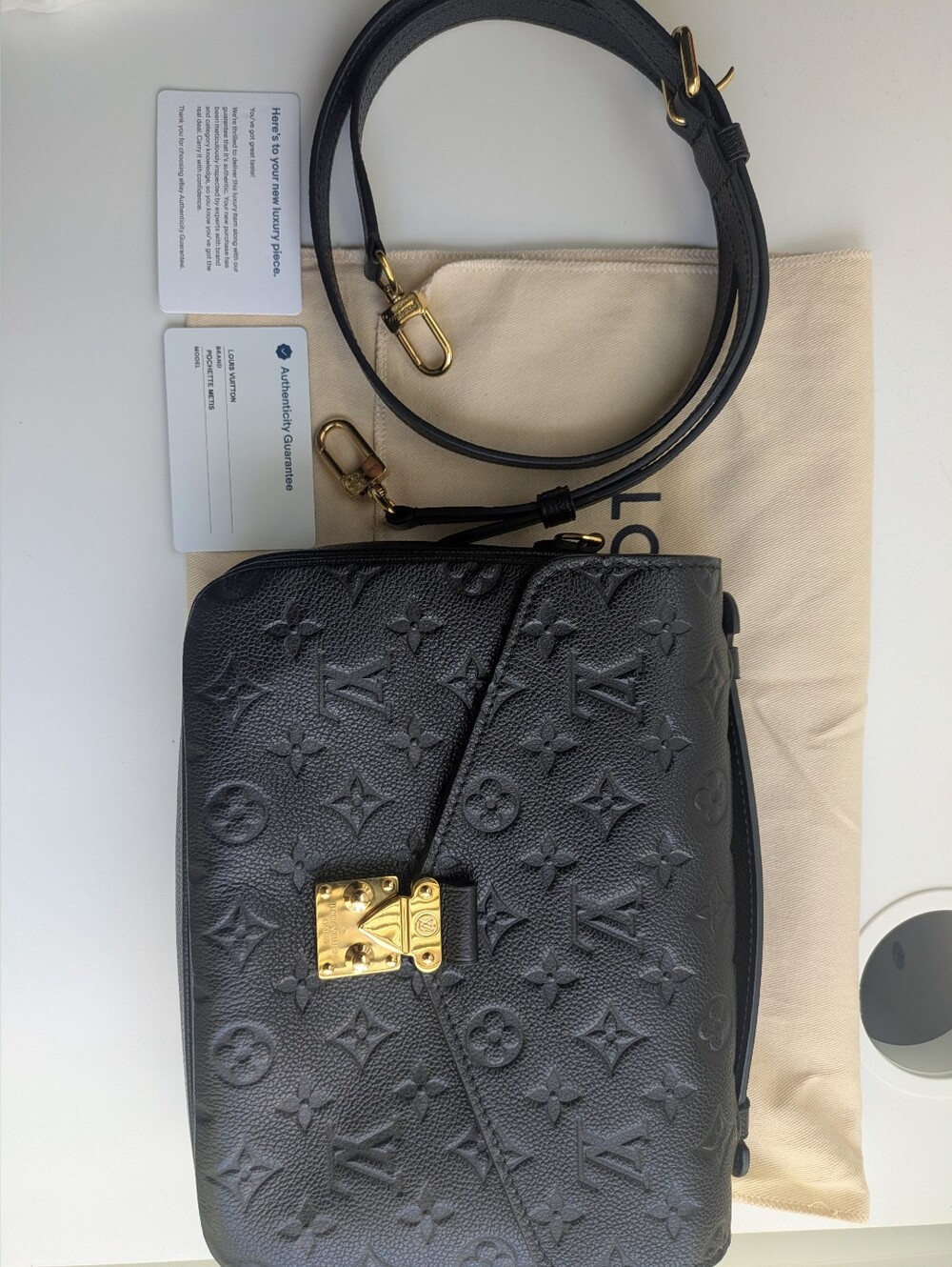 Louis Vuitton Metis Pochette Black Empreinte Leather Shoulder Bag Purse Handbag